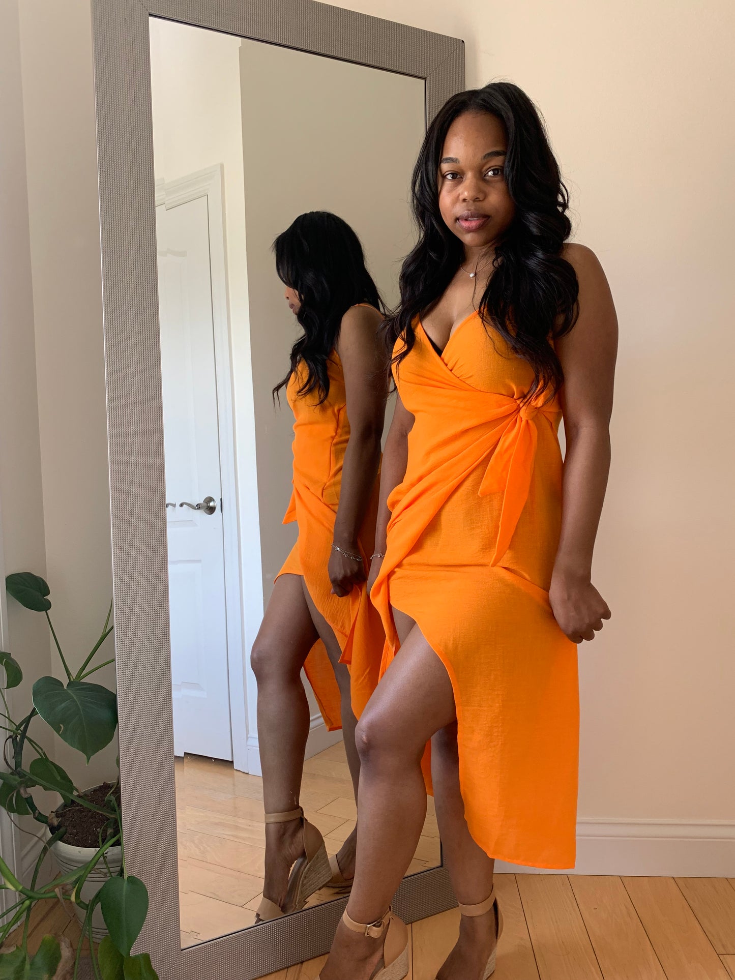 The Golden Hour Wrap Dress - Orange