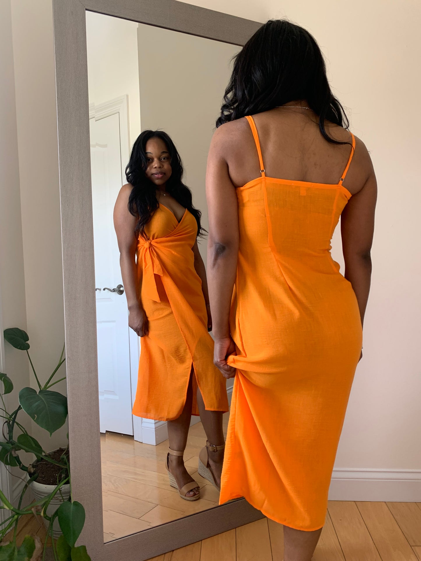 The Golden Hour Wrap Dress - Orange