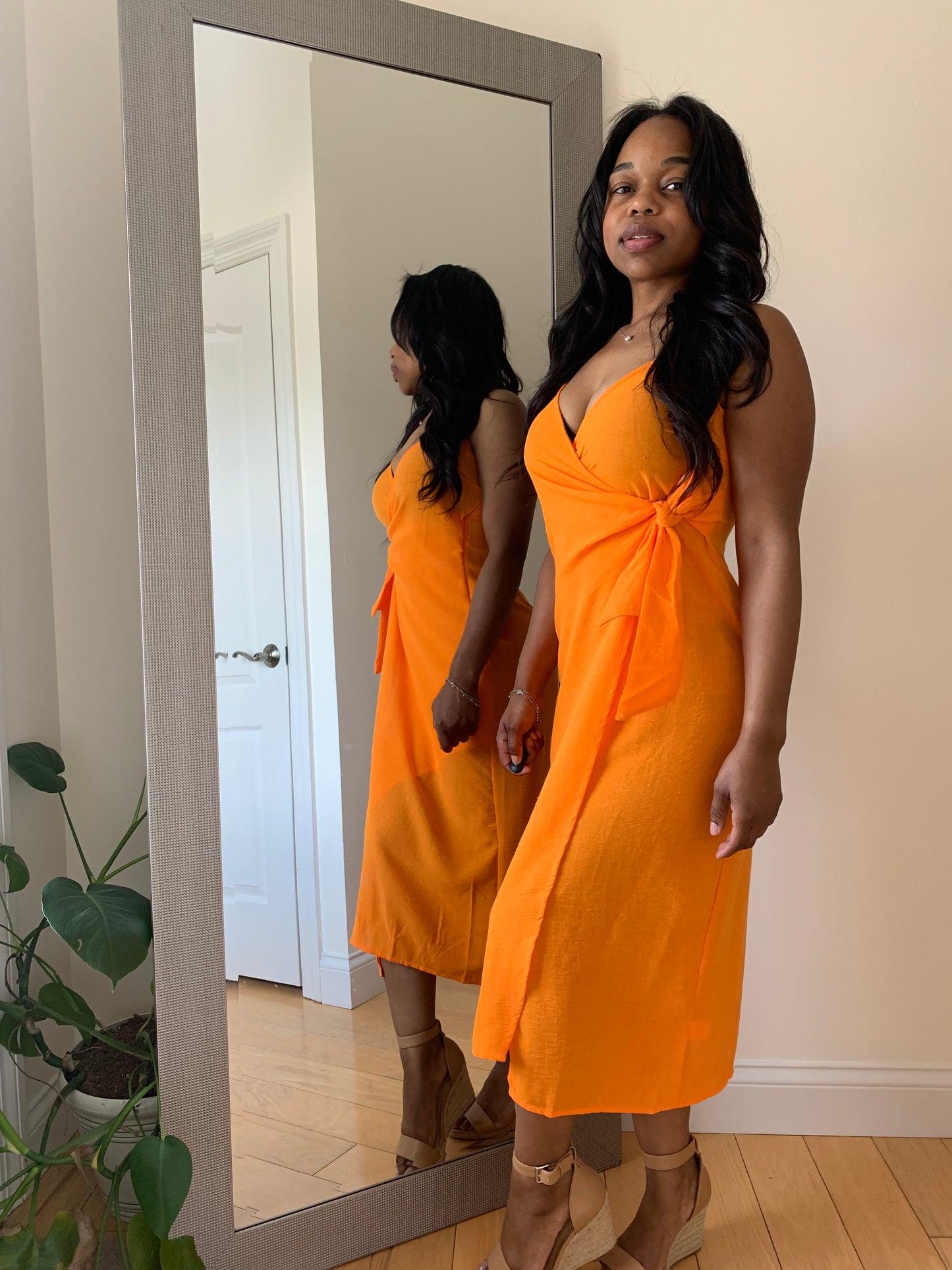 The Golden Hour Wrap Dress - Orange