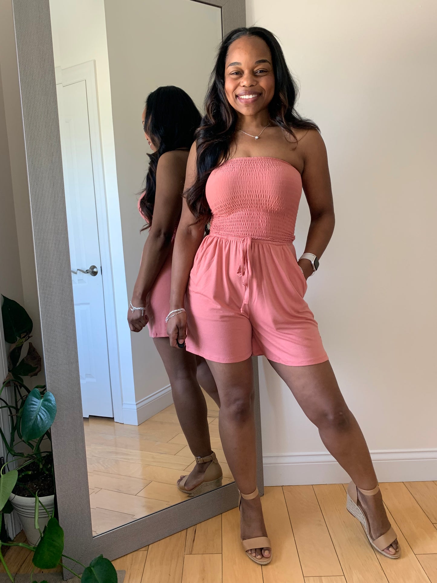 Effortless Days Romper - Peach