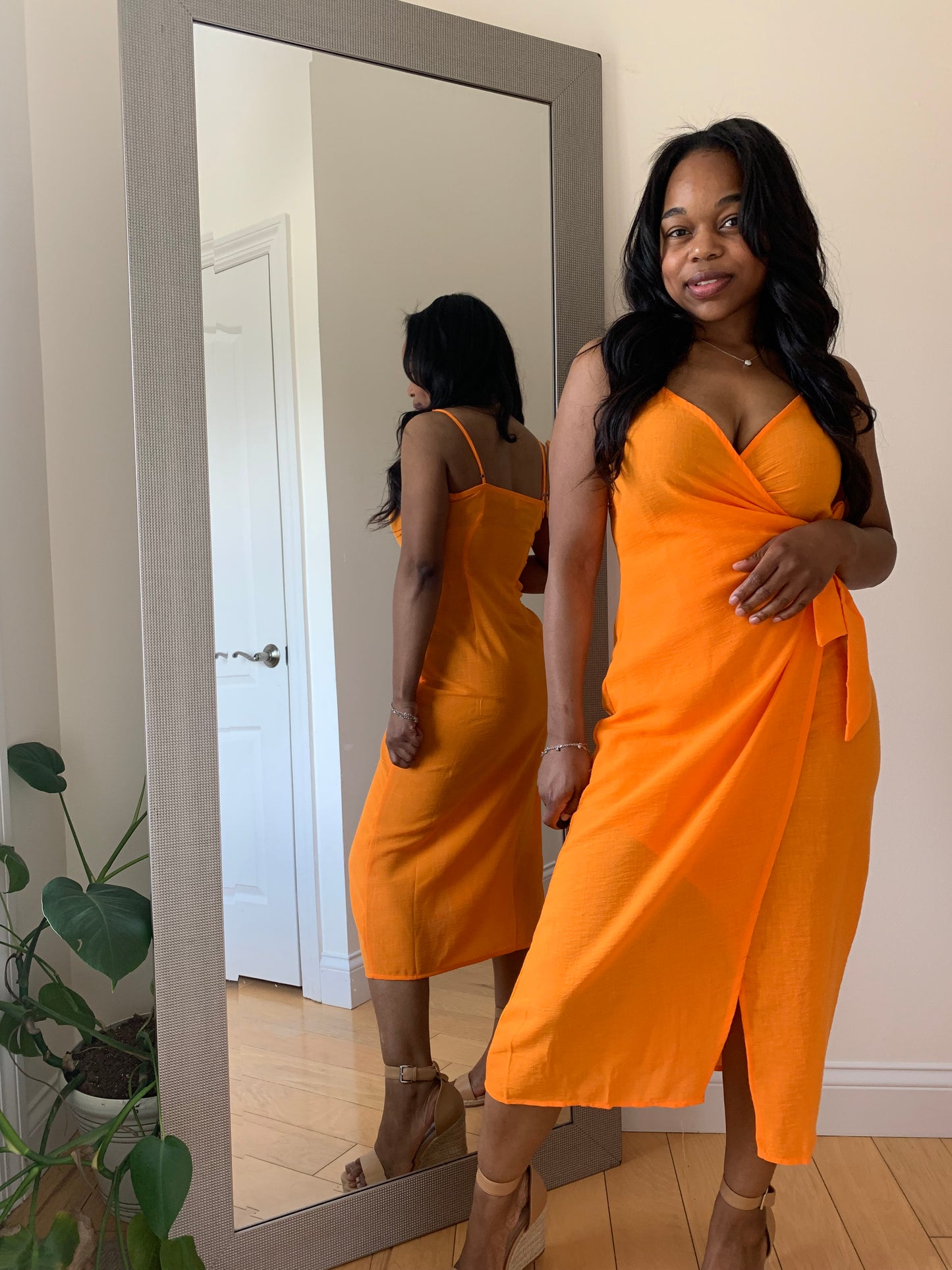 The Golden Hour Wrap Dress - Orange