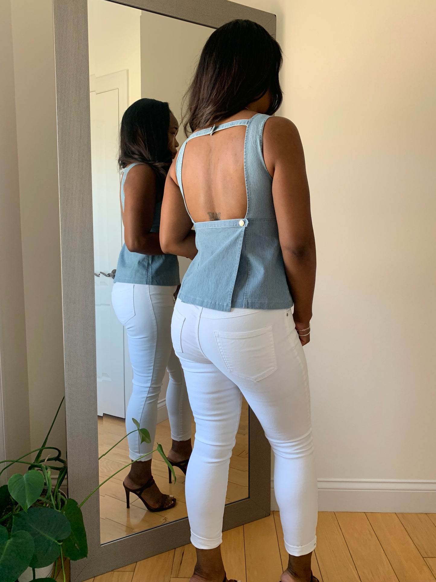 The Noelle Tank – Stripe Denim