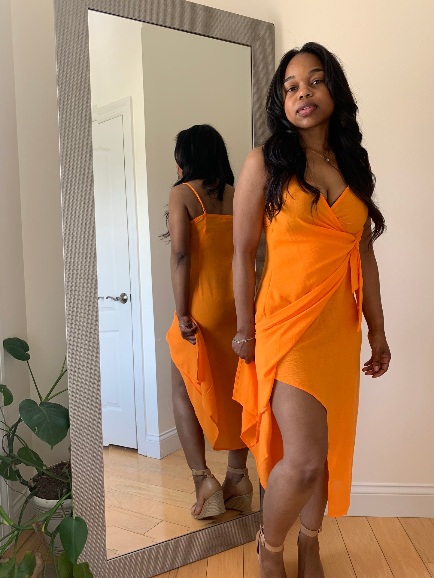 The Golden Hour Wrap Dress - Orange
