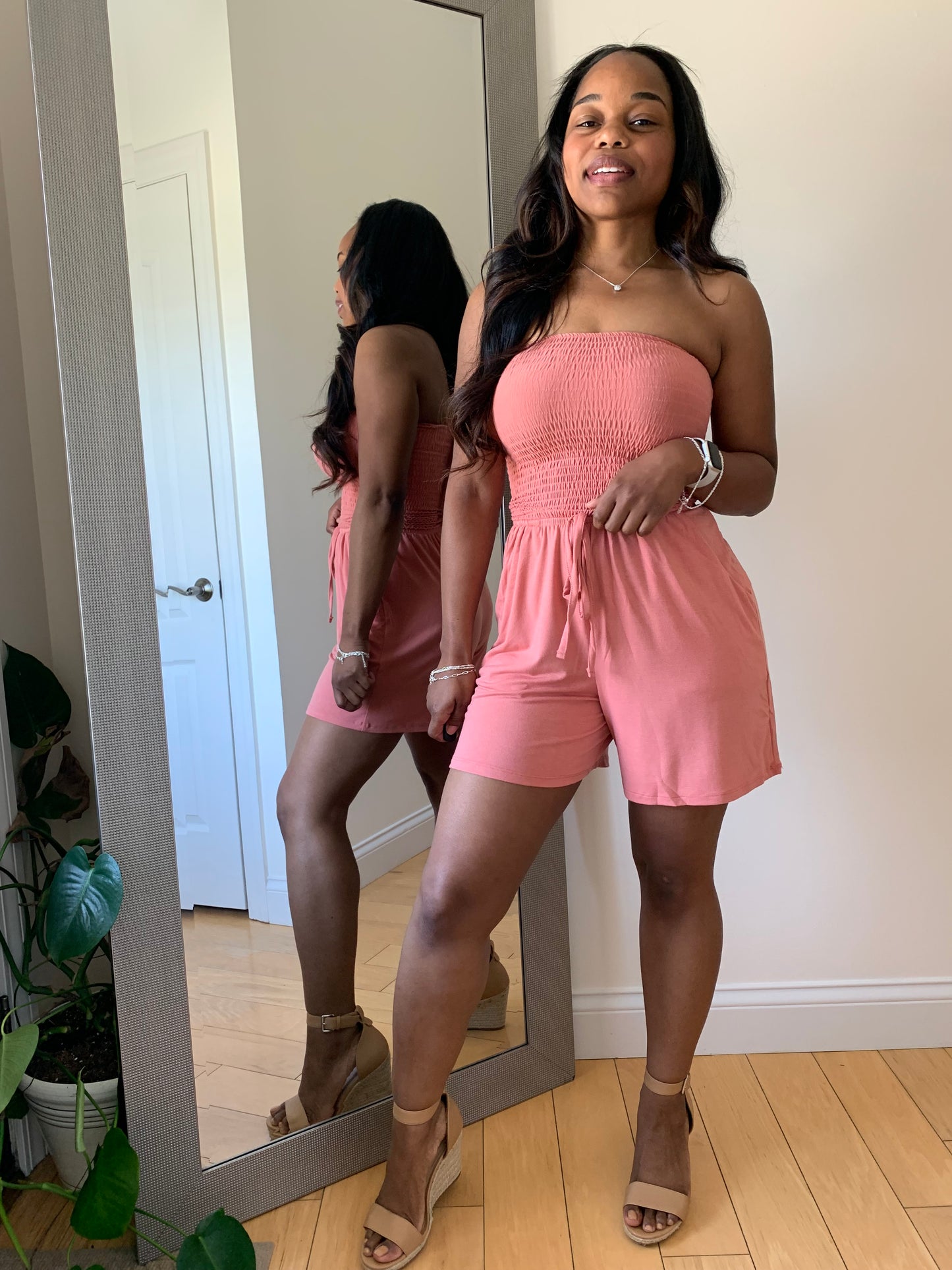 Effortless Days Romper - Peach