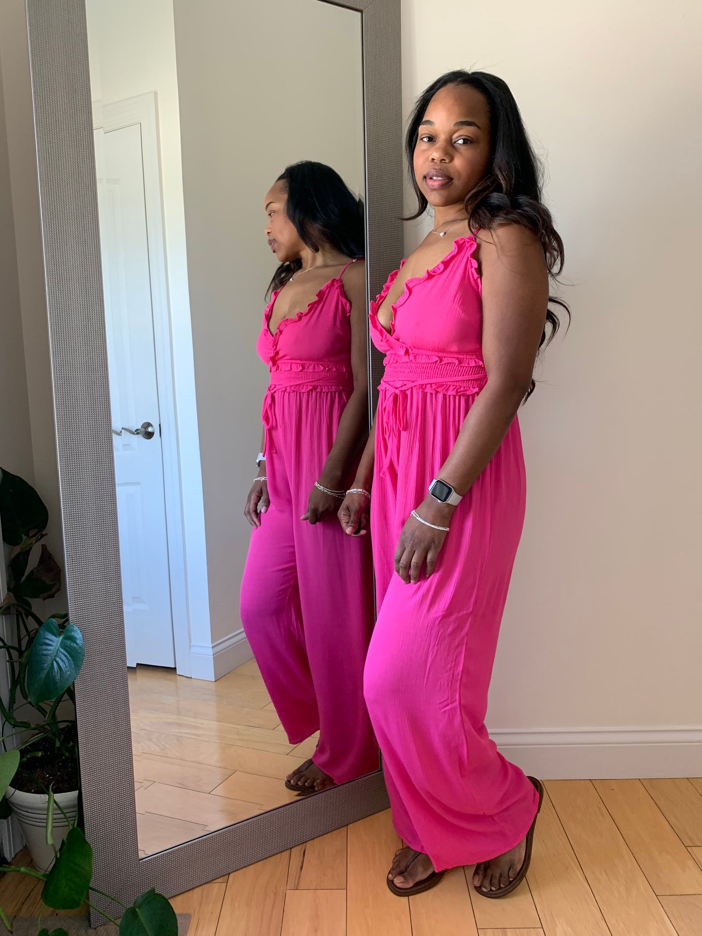 Serena Wrap Jumpsuit - Hot Pink