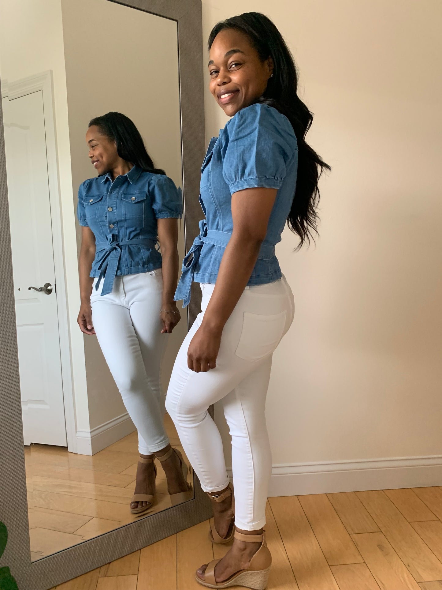 The Denim Drama Blouse