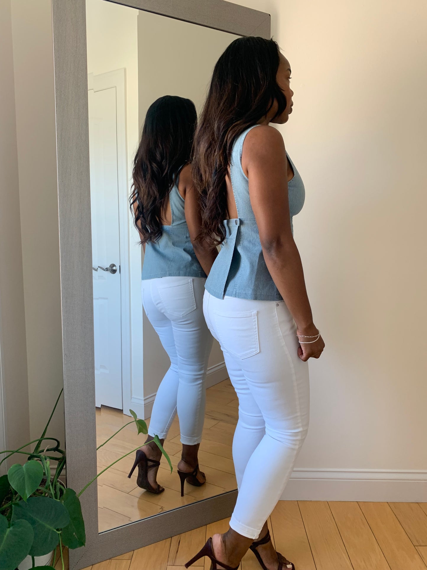 The Noelle Tank – Stripe Denim