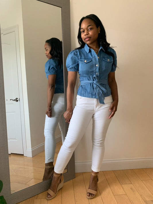 The Denim Drama Blouse